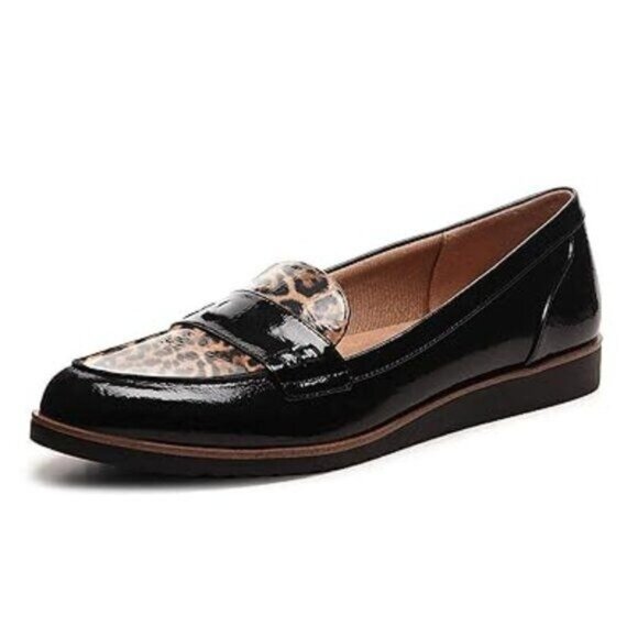 YDN Women Comfort Flats Loafers Slip On Round Closed Toe Printed Patent Leather - Picture 1 of 8